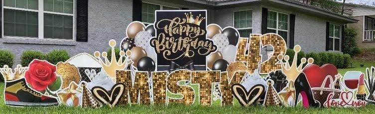 Glitter Happy Birthday Yard Sign