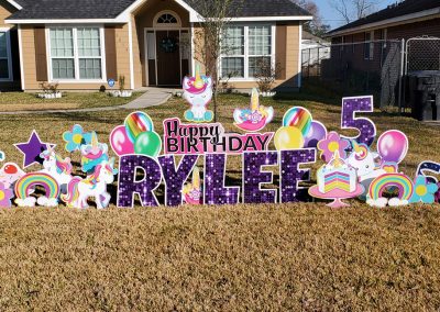 Rainbows and Unicorn Themed Birthday Yard Sign Rentals