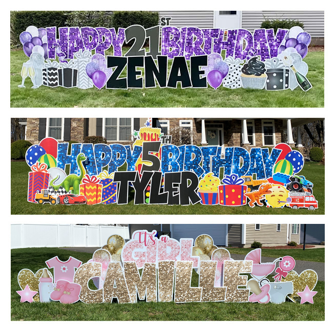 Best Yard Sign Rental Company | Big Happy Birthday Yard Sign Rentals